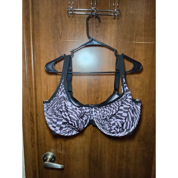 Cacique Other - Cacique Lane Bryant High Apex Plunge Bra Unlined Purple/Black EUC Sz 40J